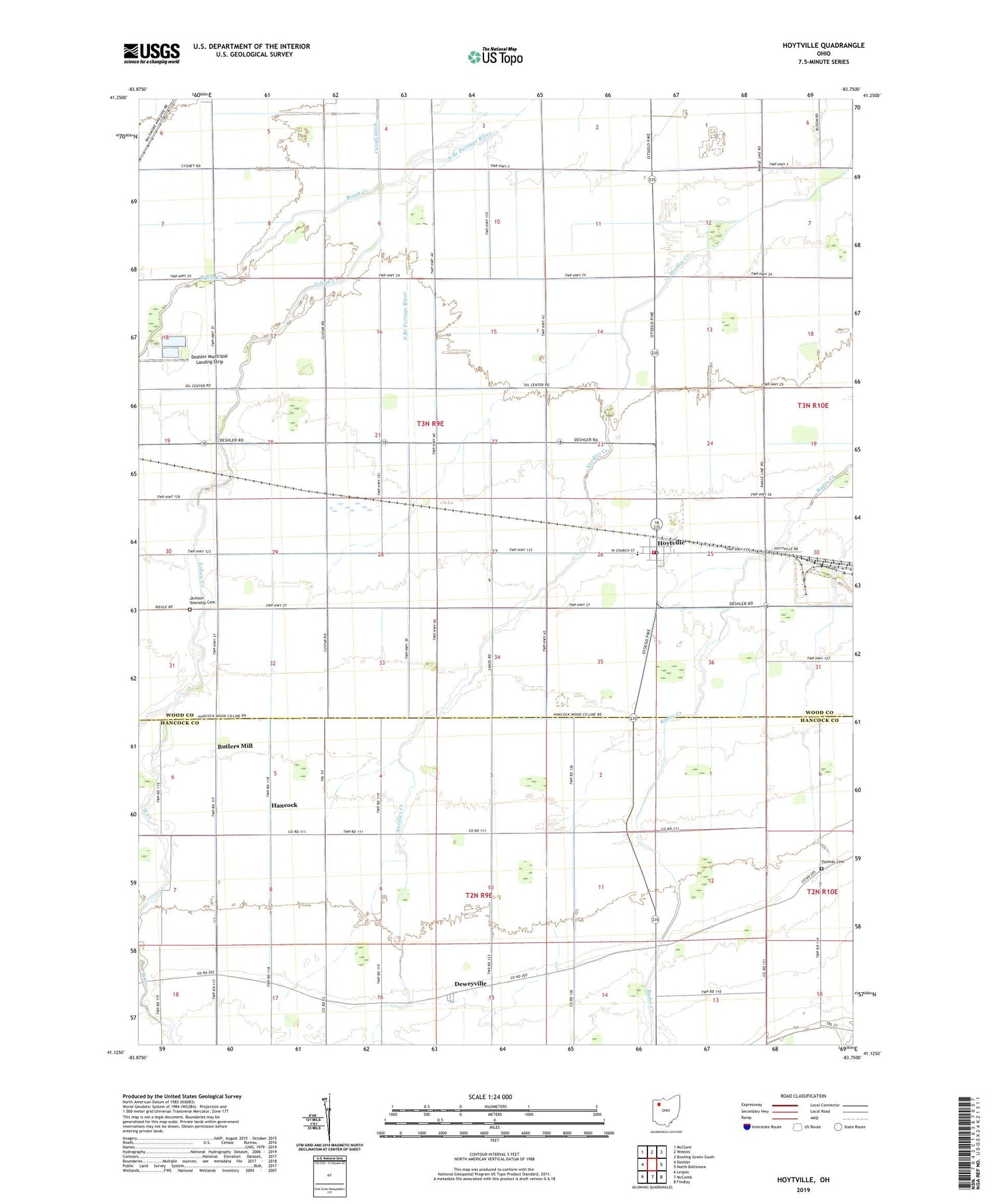 Hoytville Ohio US Topo Map Image