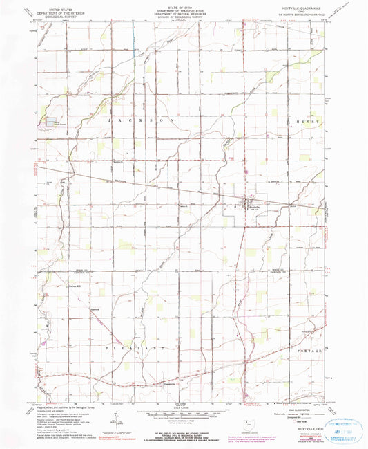 Classic USGS Hoytville Ohio 7.5'x7.5' Topo Map Image