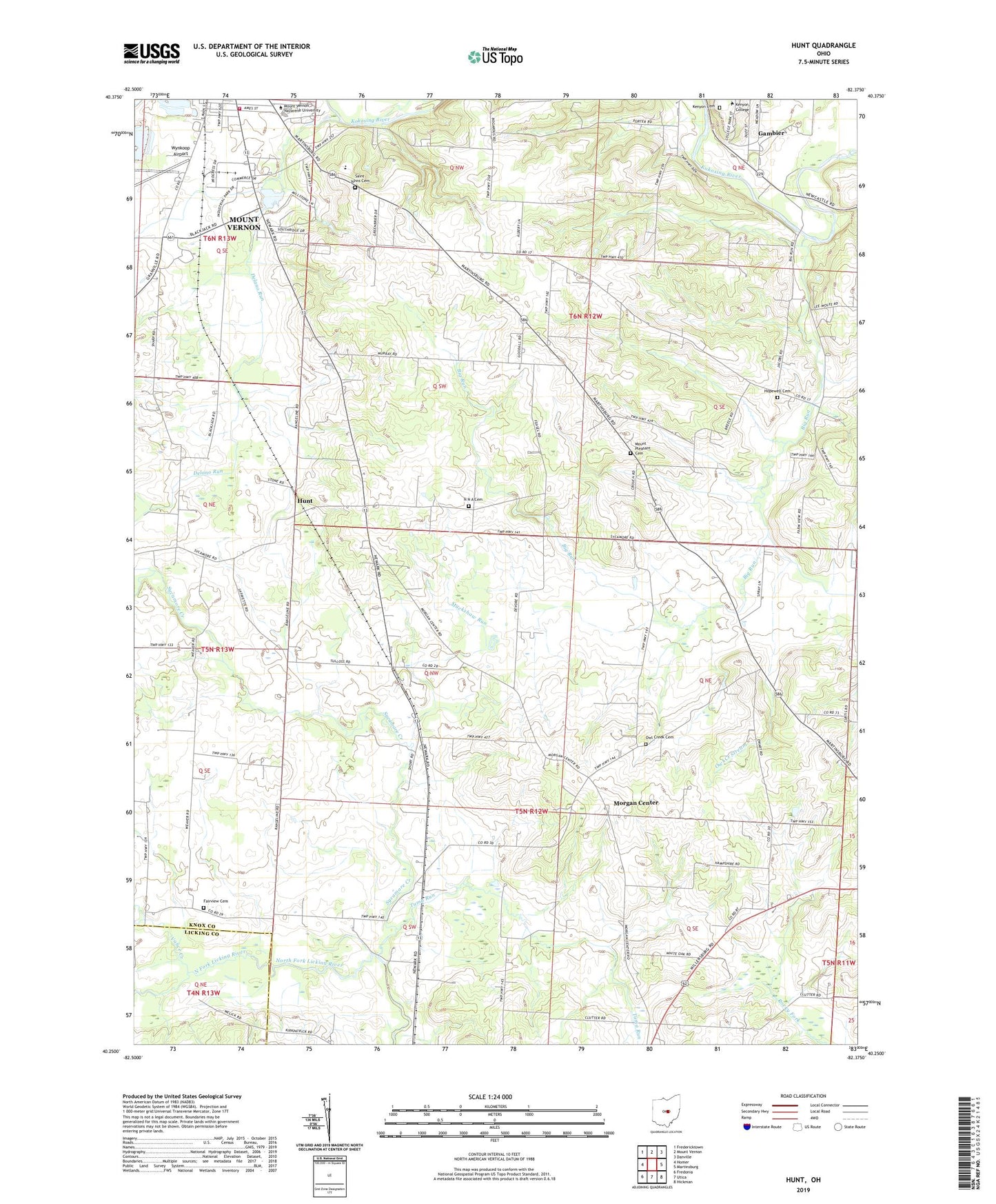 Hunt Ohio US Topo Map Image
