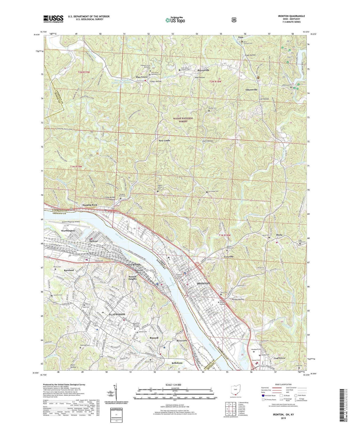 Ironton Ohio US Topo Map Image