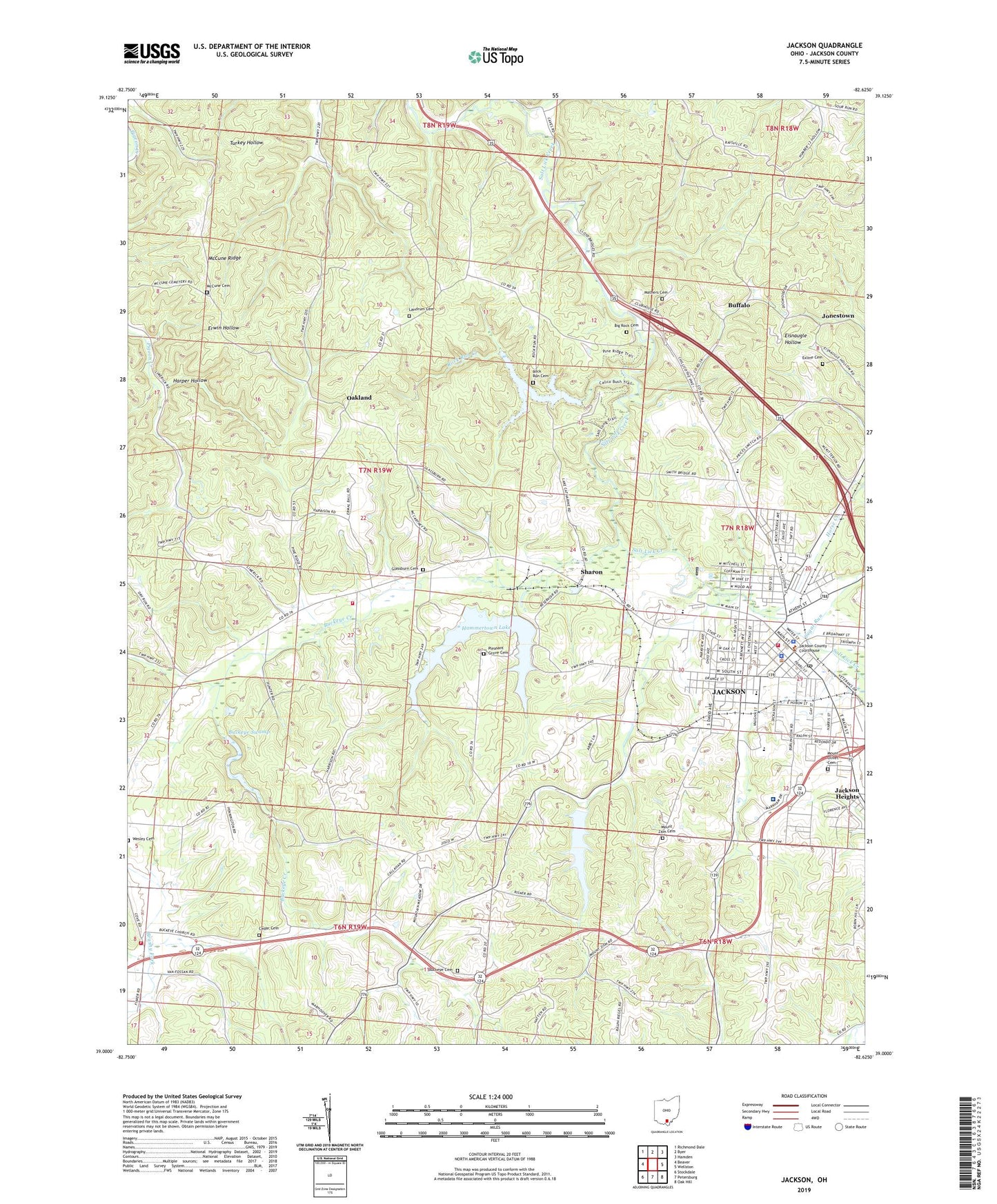 Jackson Ohio US Topo Map Image