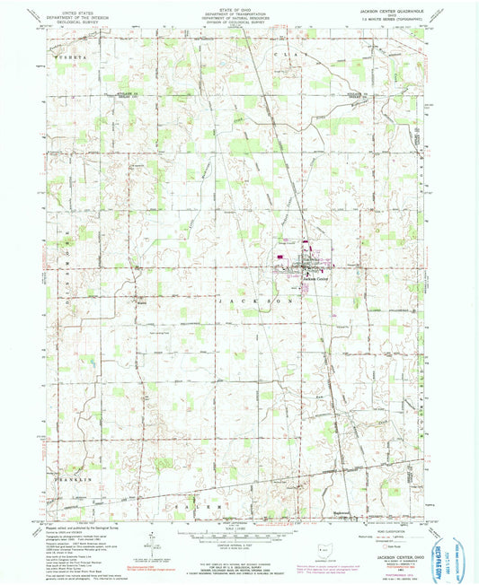 Classic USGS Jackson Center Ohio 7.5'x7.5' Topo Map Image