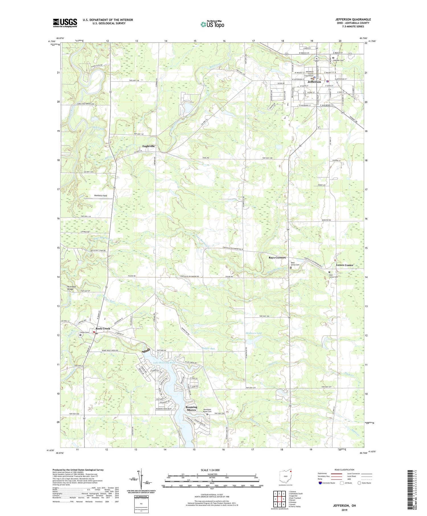 Jefferson Ohio US Topo Map Image