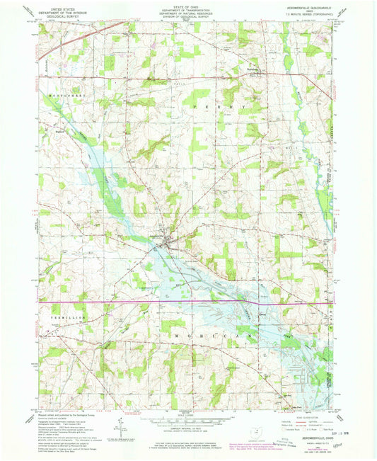 Classic USGS Jeromesville Ohio 7.5'x7.5' Topo Map Image