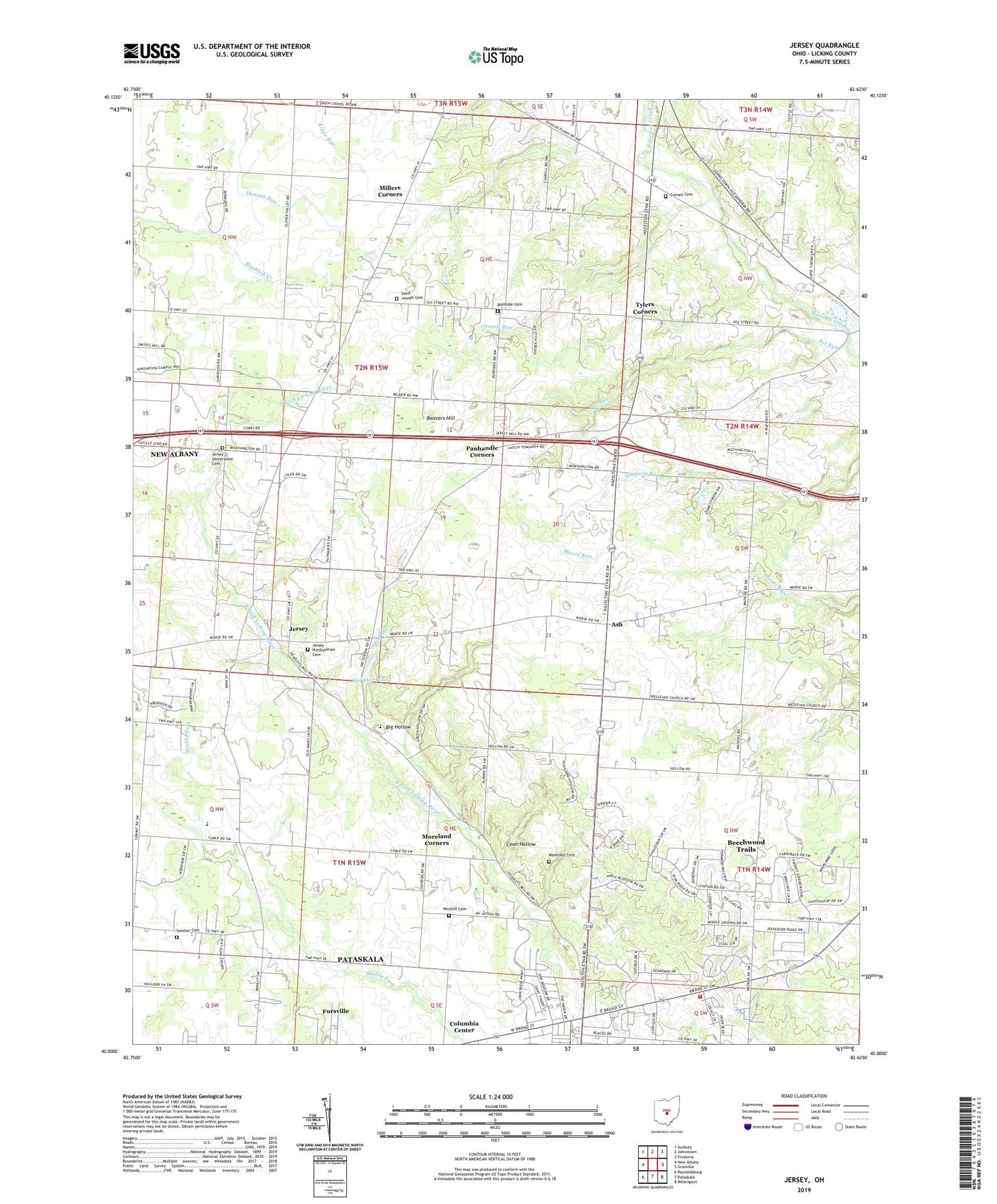 Jersey Ohio US Topo Map Image