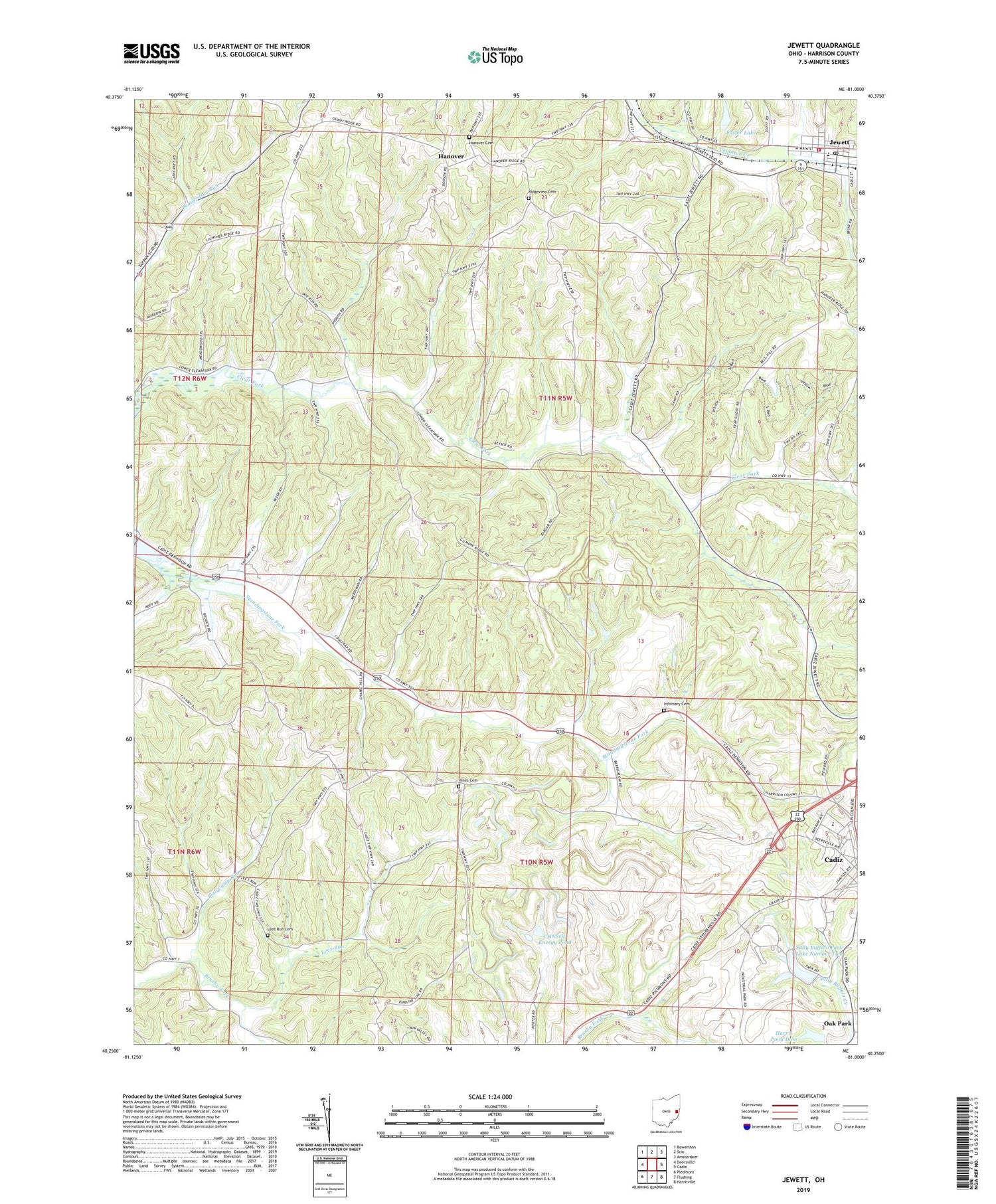Jewett Ohio US Topo Map Image