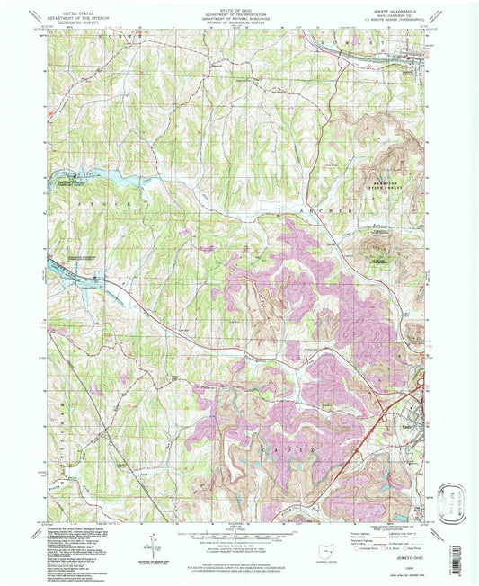Classic USGS Jewett Ohio 7.5'x7.5' Topo Map Image