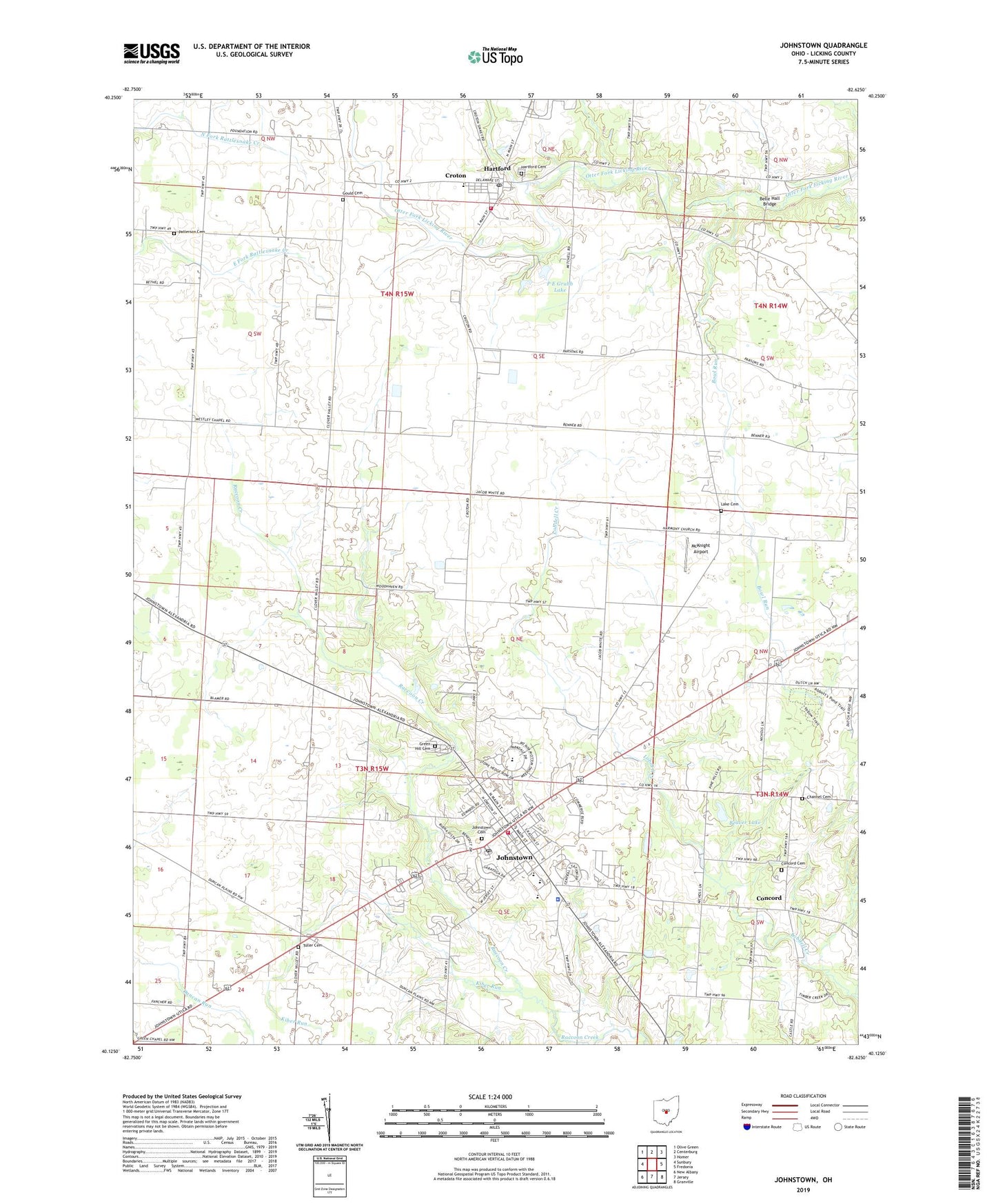 Johnstown Ohio US Topo Map Image