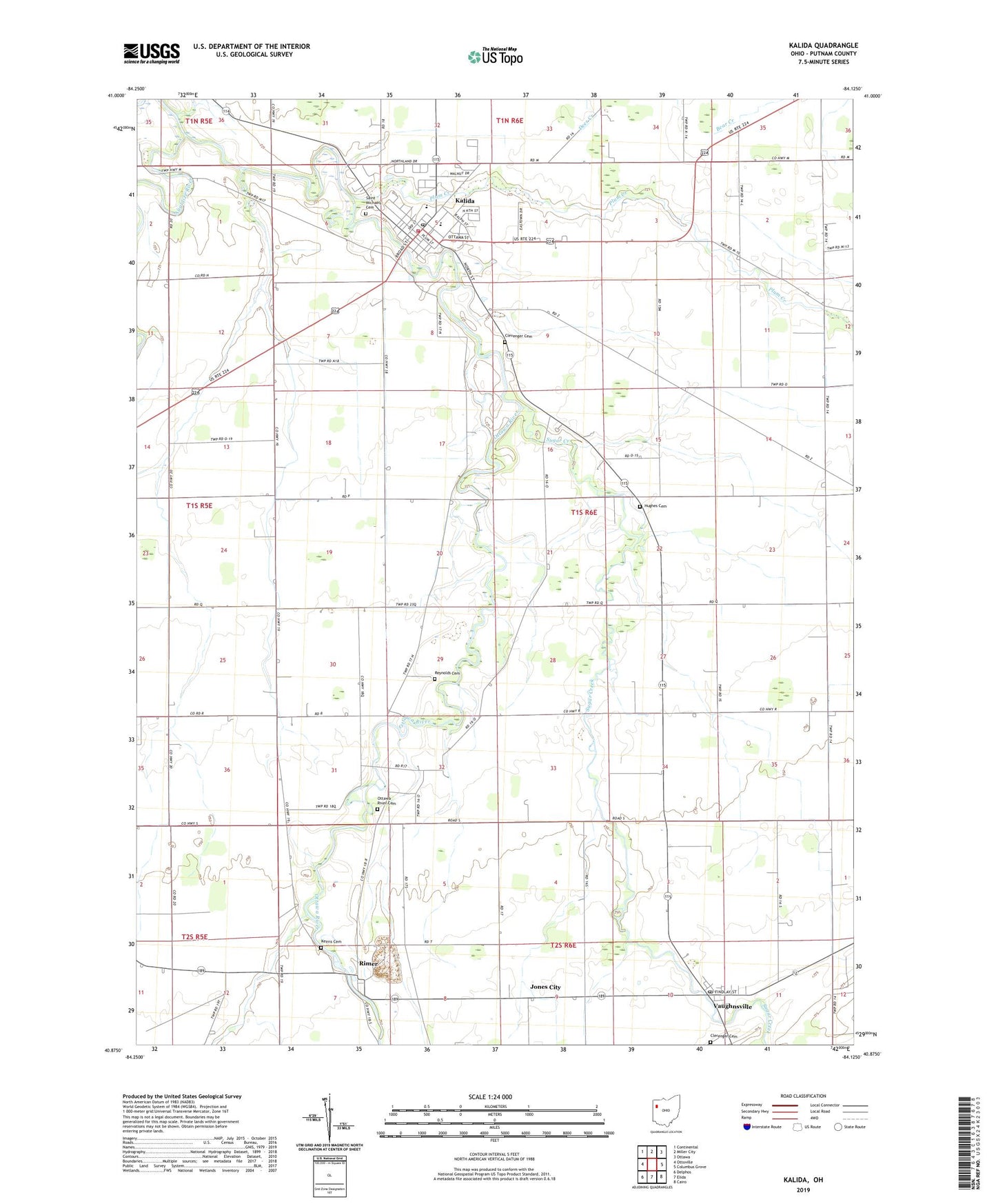 Kalida Ohio US Topo Map Image