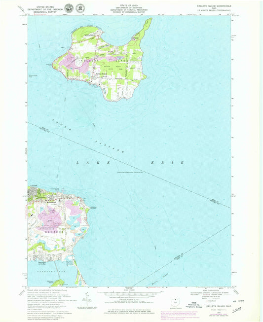 Classic USGS Kelleys Island Ohio 7.5'x7.5' Topo Map Image
