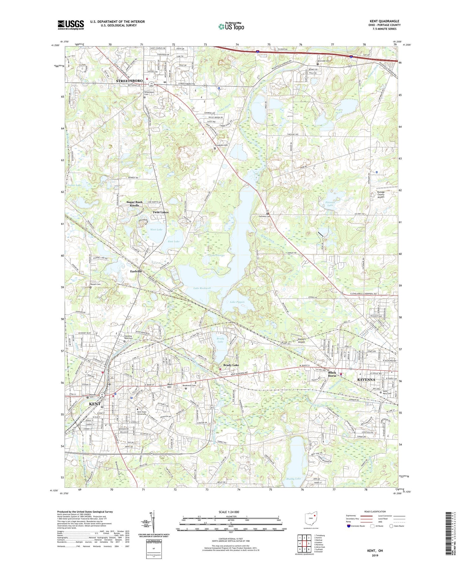 Kent Ohio US Topo Map Image