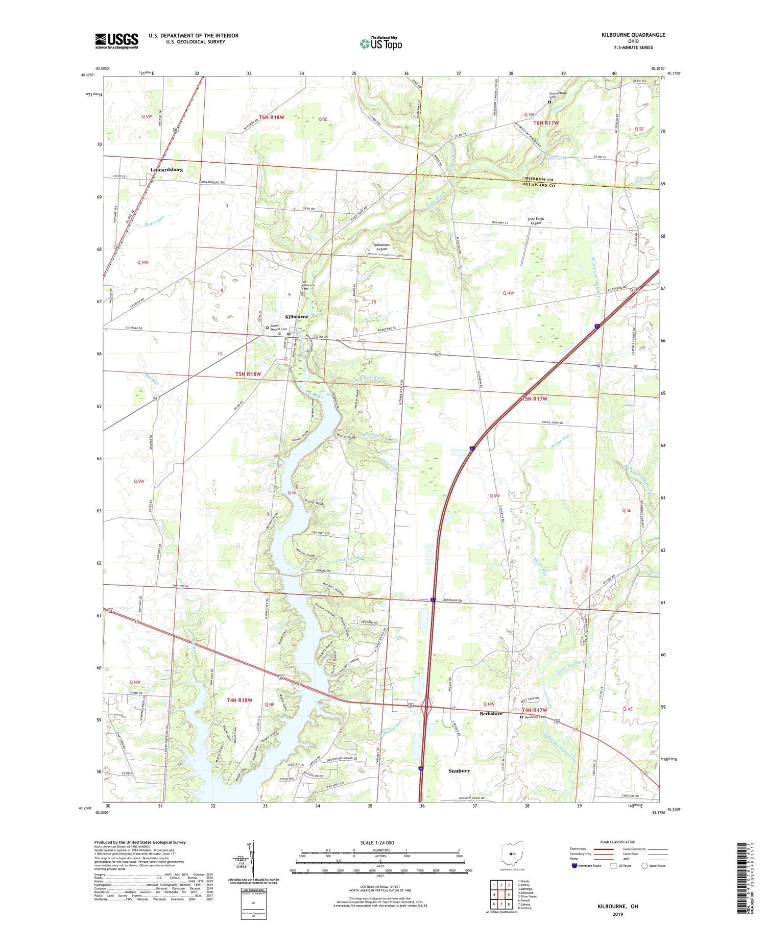 Kilbourne Ohio US Topo Map Image