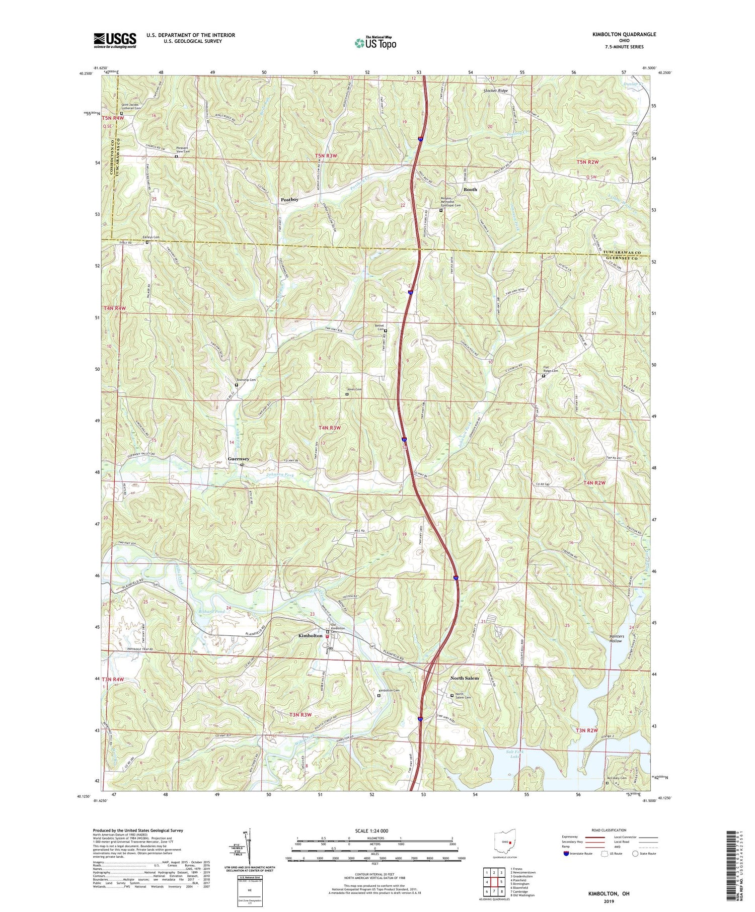 Kimbolton Ohio US Topo Map Image