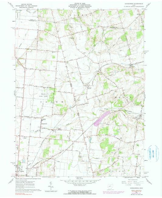 Classic USGS Kingscreek Ohio 7.5'x7.5' Topo Map Image