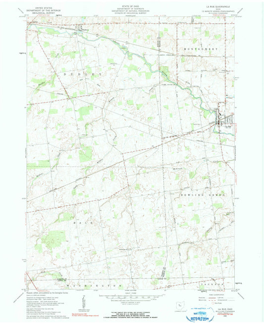 Classic USGS La Rue Ohio 7.5'x7.5' Topo Map Image
