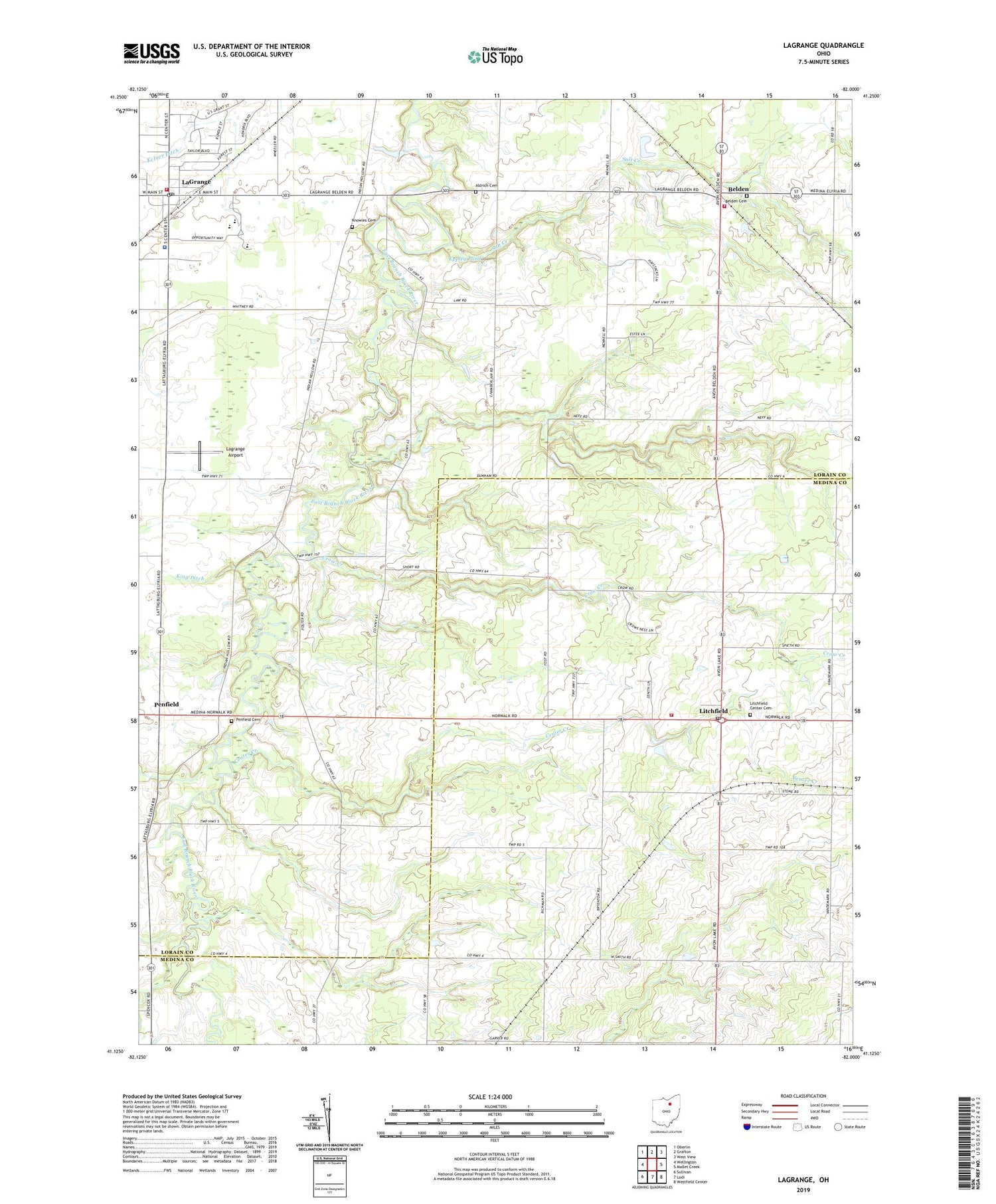 Lagrange Ohio US Topo Map Image