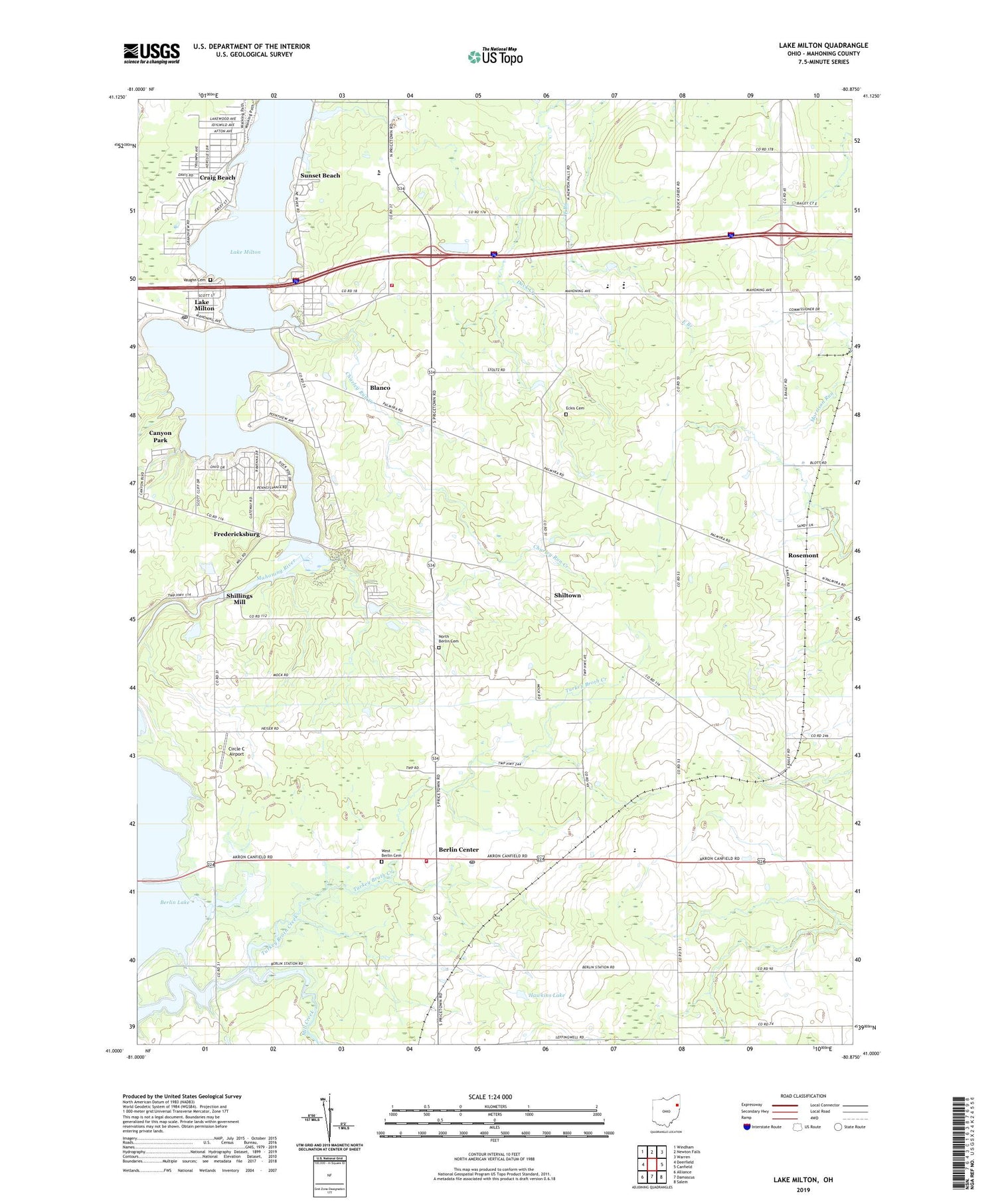 Lake Milton Ohio US Topo Map Image