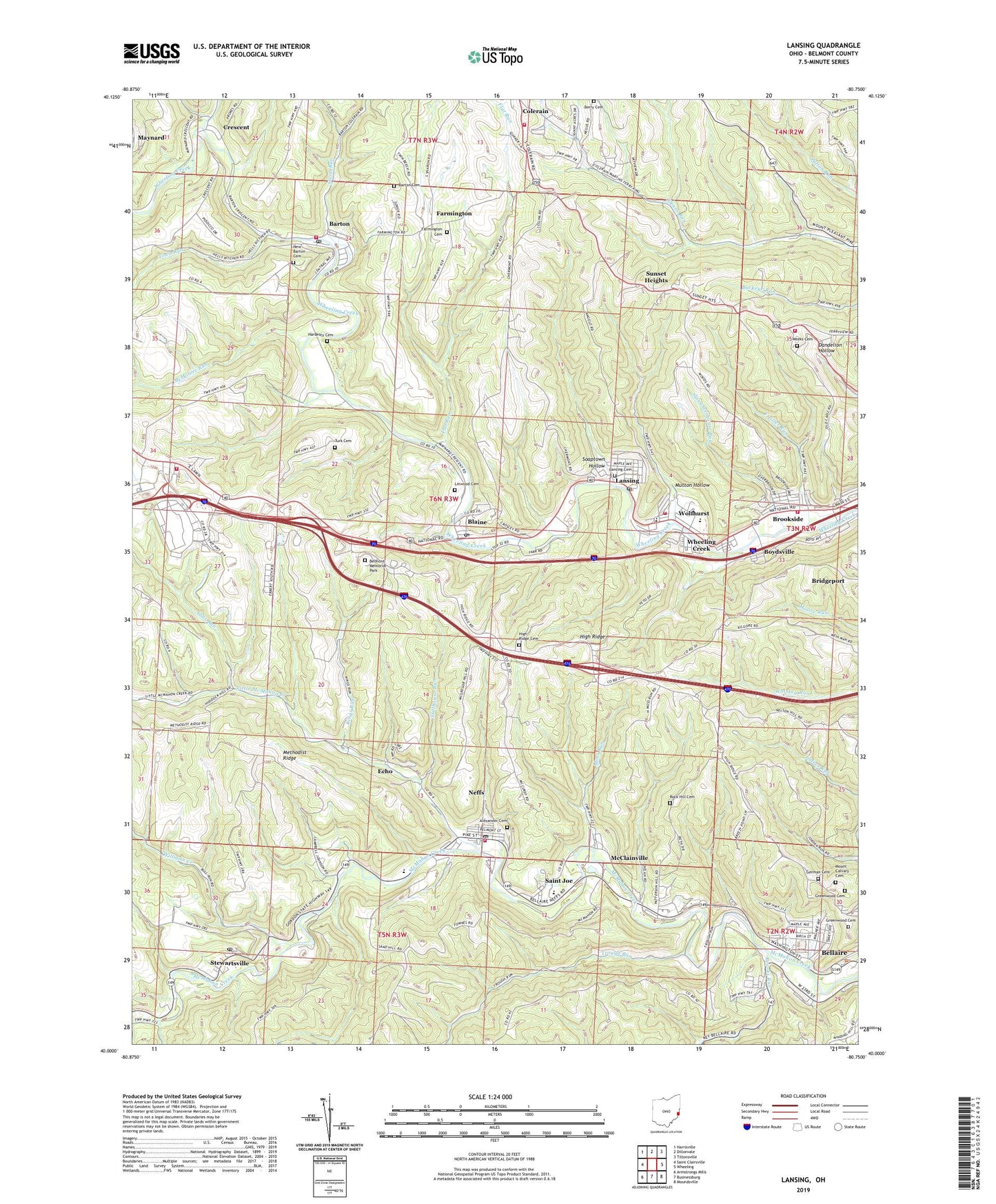 Lansing Ohio US Topo Map Image