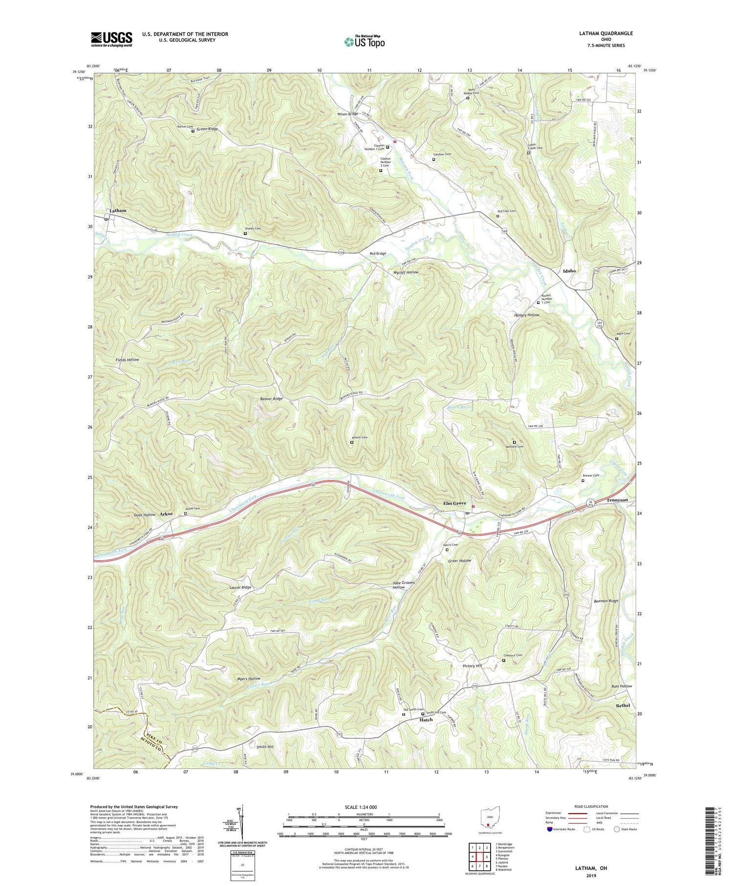 Latham Ohio US Topo Map Image