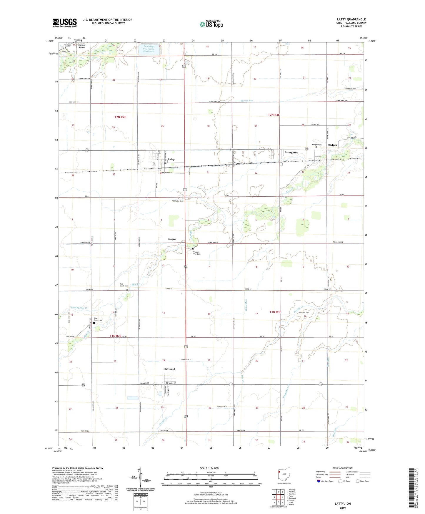 Latty Ohio US Topo Map Image
