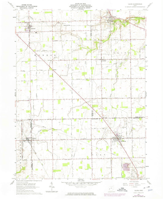 Classic USGS Laura Ohio 7.5'x7.5' Topo Map Image