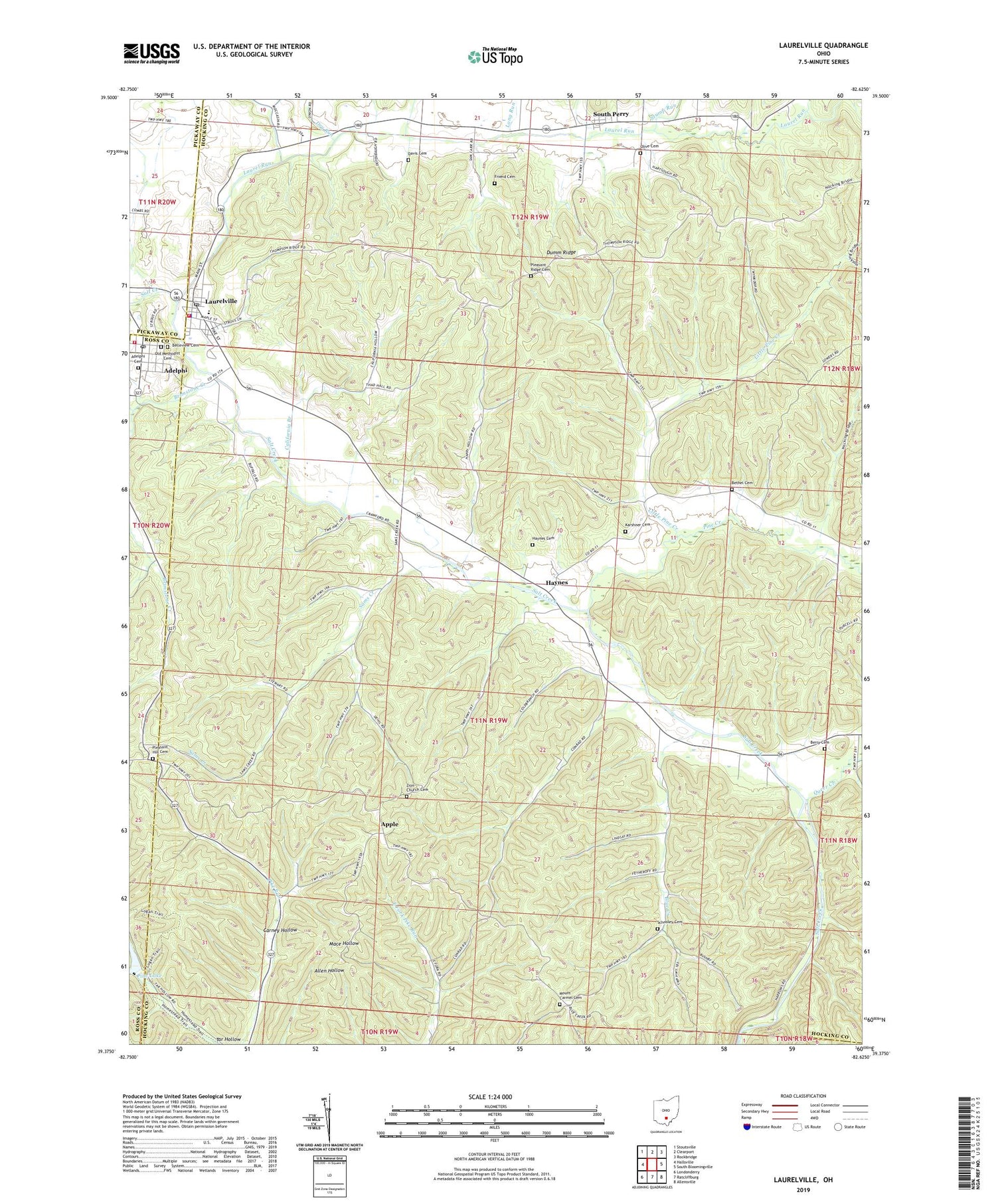 Laurelville Ohio US Topo Map Image