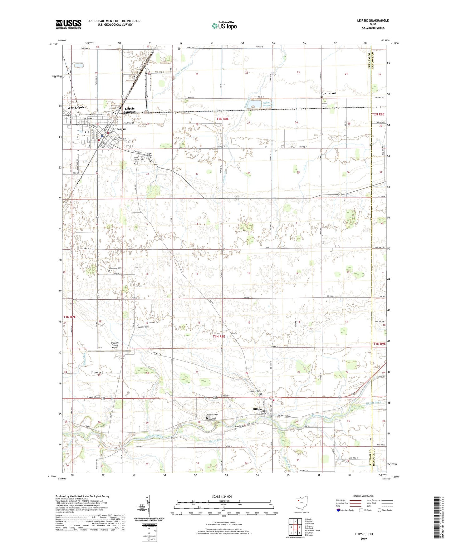 Leipsic Ohio US Topo Map Image