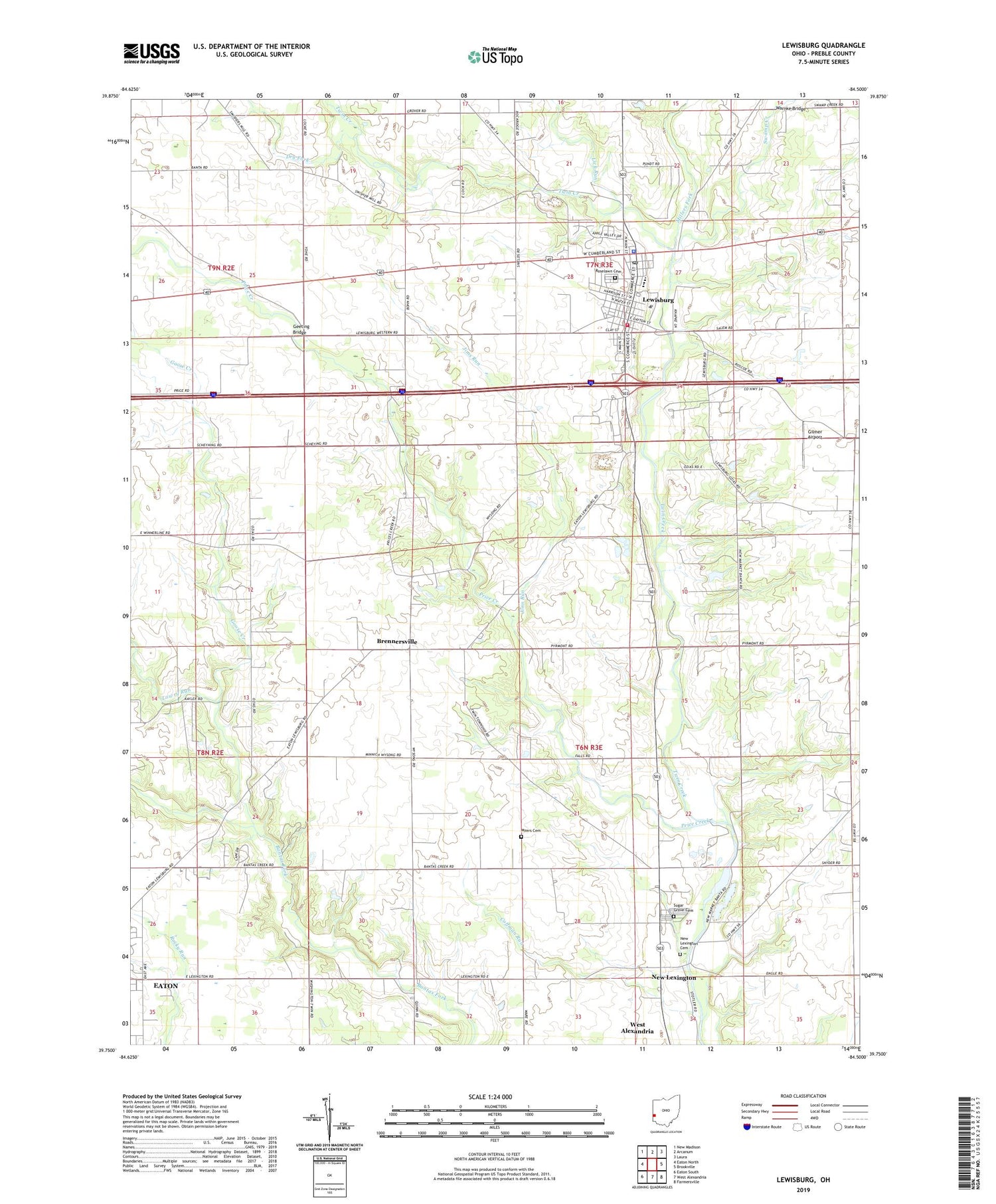 Lewisburg Ohio US Topo Map Image