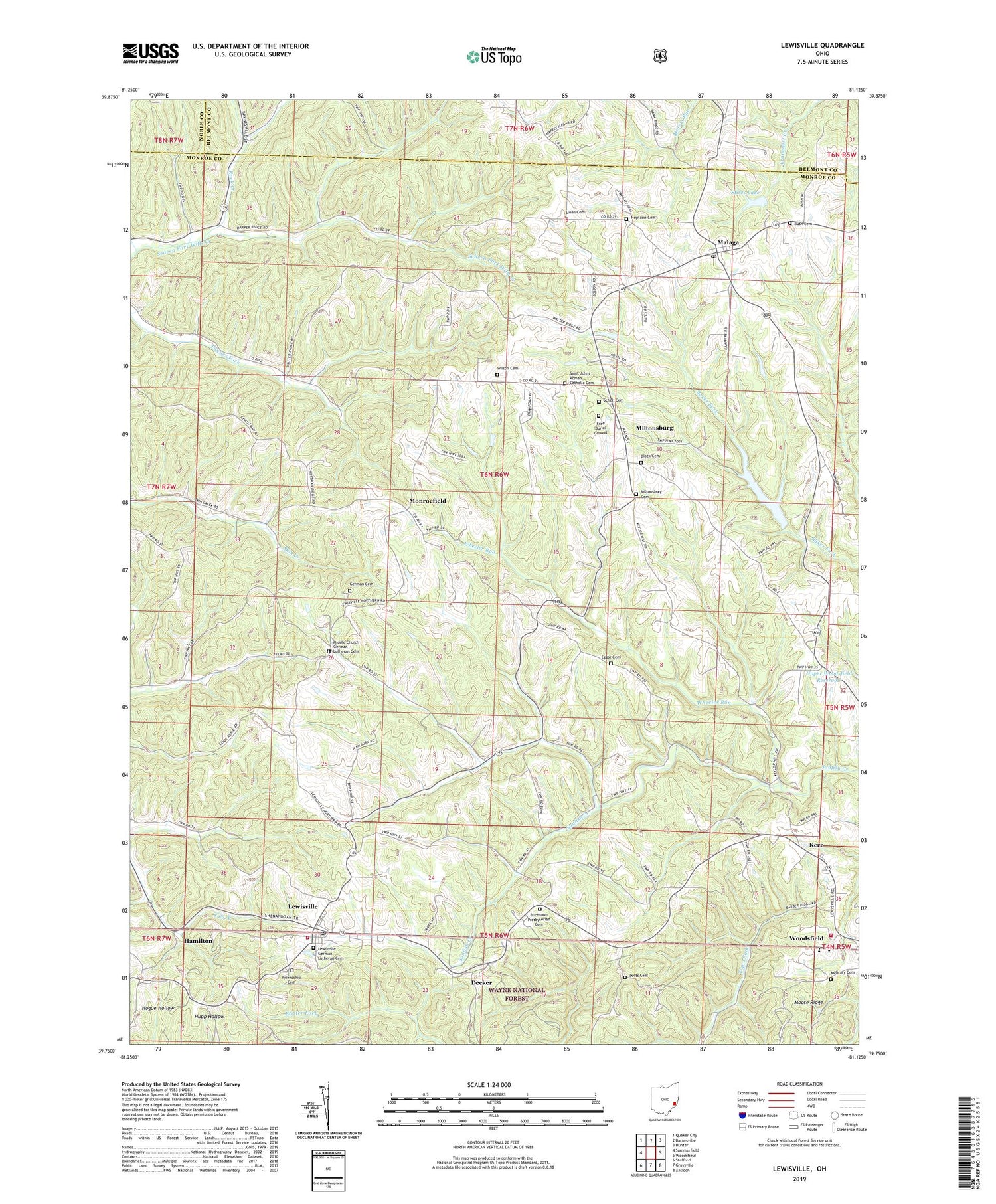 Lewisville Ohio US Topo Map Image