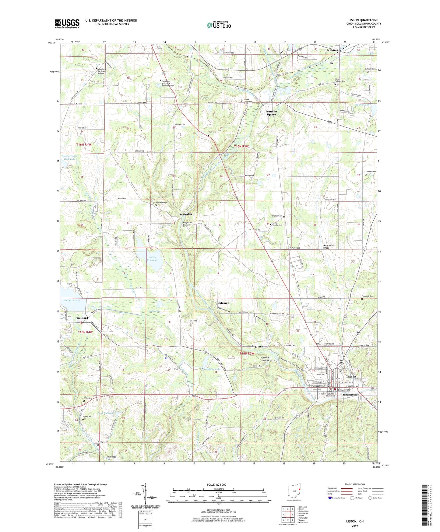 Lisbon Ohio US Topo Map Image
