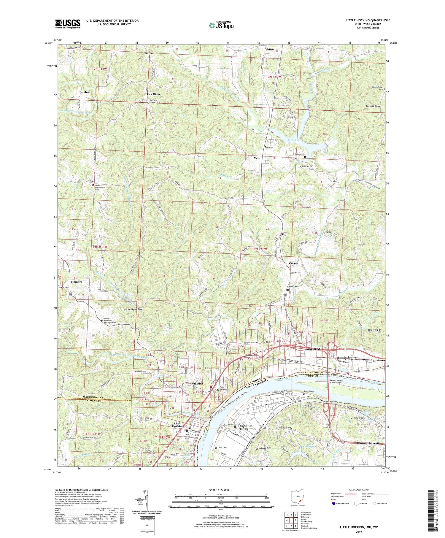 Little Hocking Ohio US Topo Map Image