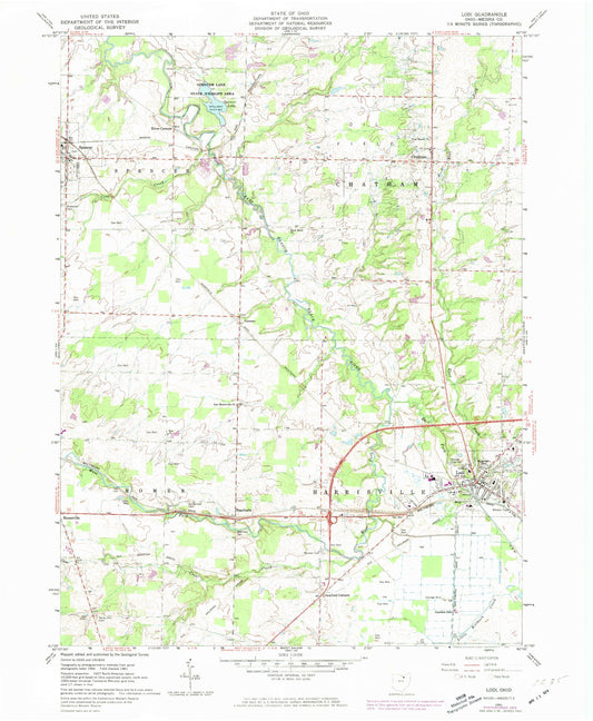 Classic USGS Lodi Ohio 7.5'x7.5' Topo Map Image