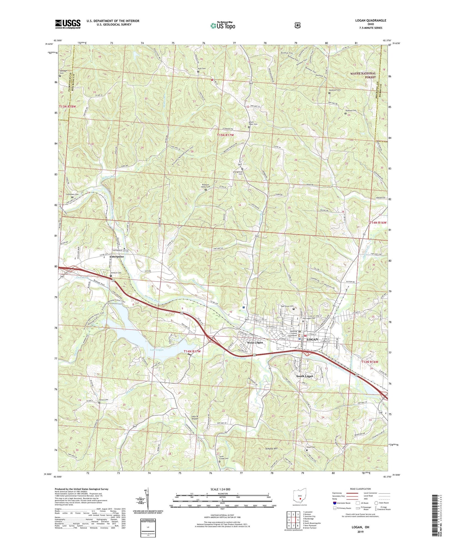 Logan Ohio US Topo Map Image