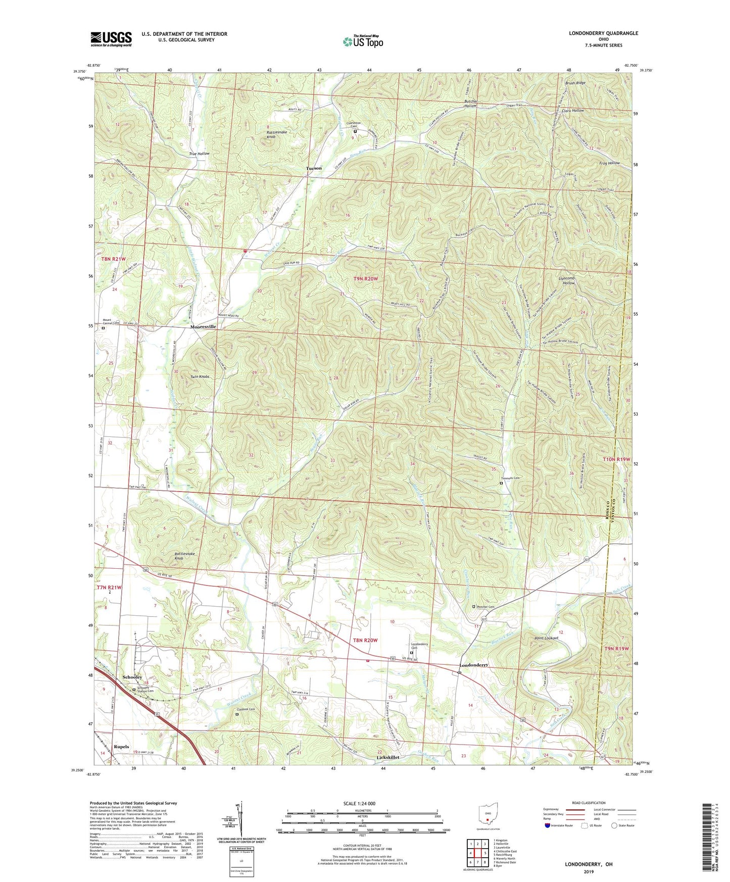 Londonderry Ohio US Topo Map Image