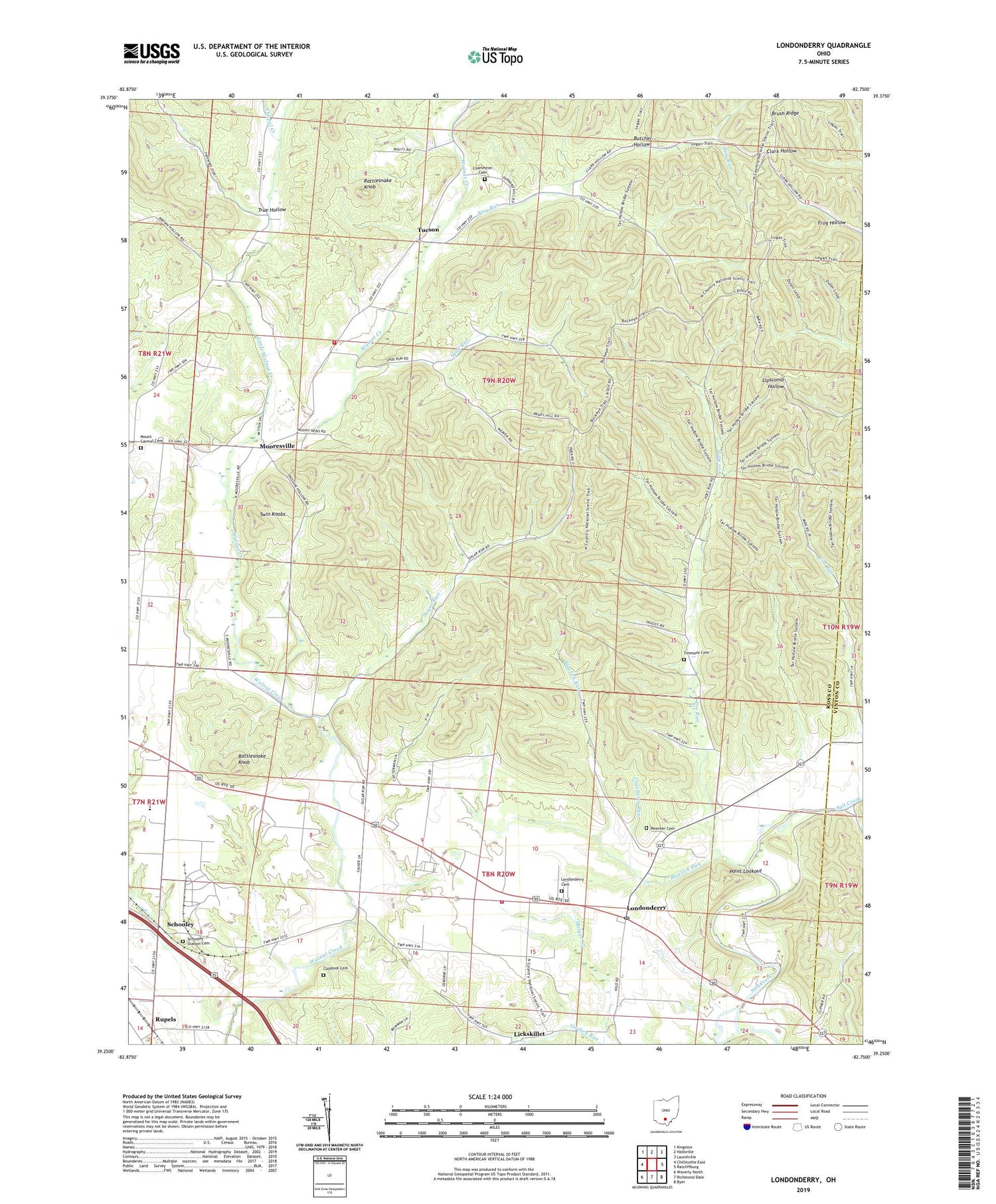 Londonderry Ohio US Topo Map Image