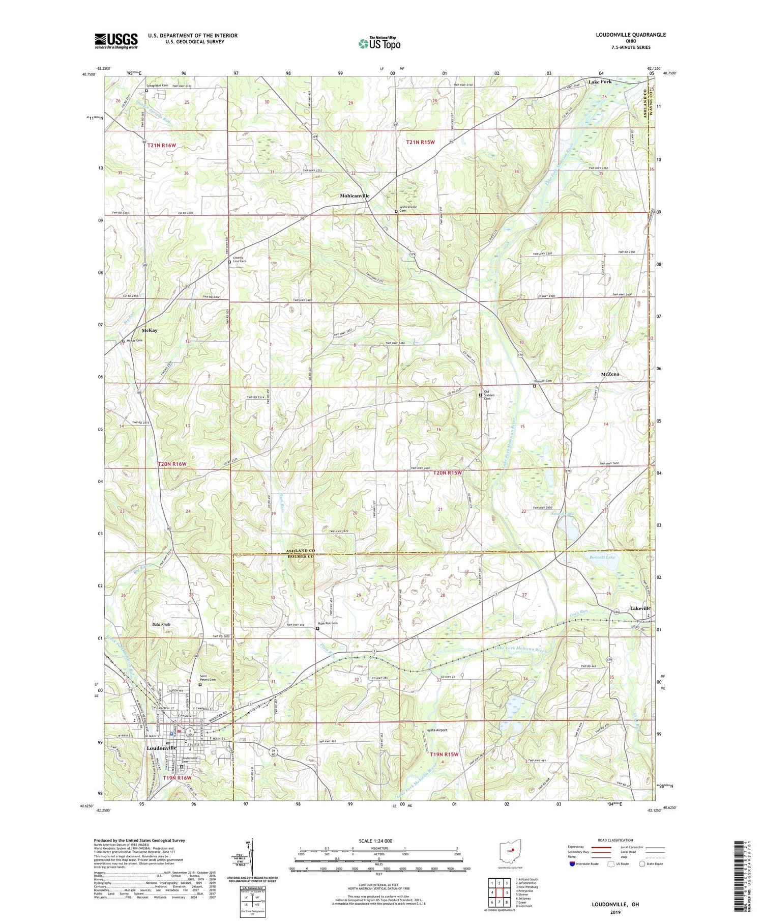 Loudonville Ohio US Topo Map Image