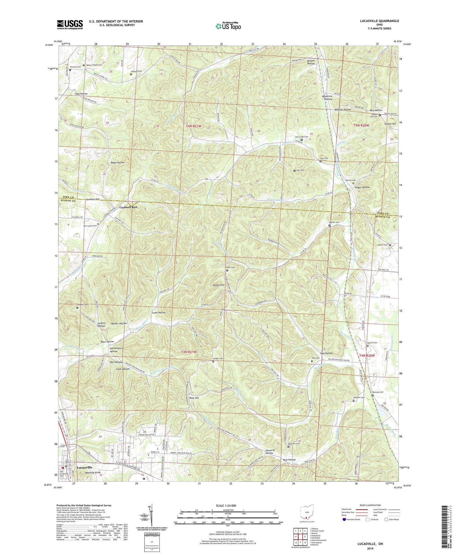 Lucasville Ohio US Topo Map Image