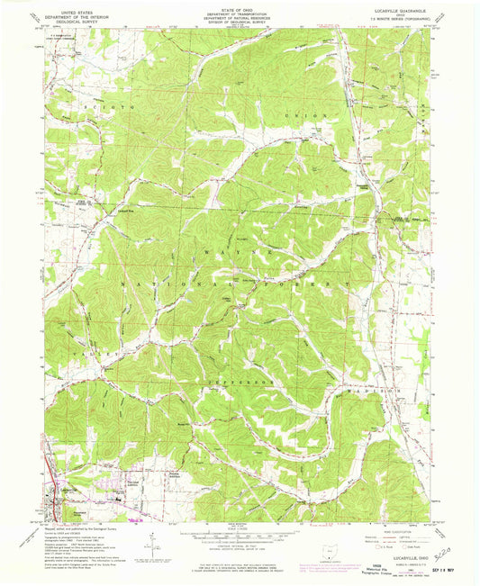 Classic USGS Lucasville Ohio 7.5'x7.5' Topo Map Image