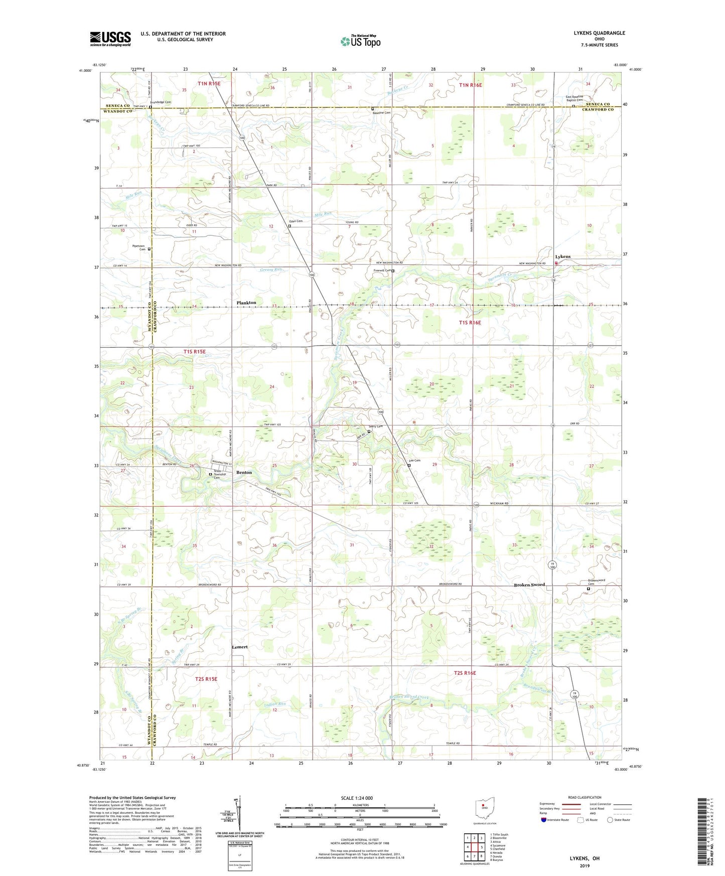 Lykens Ohio US Topo Map Image