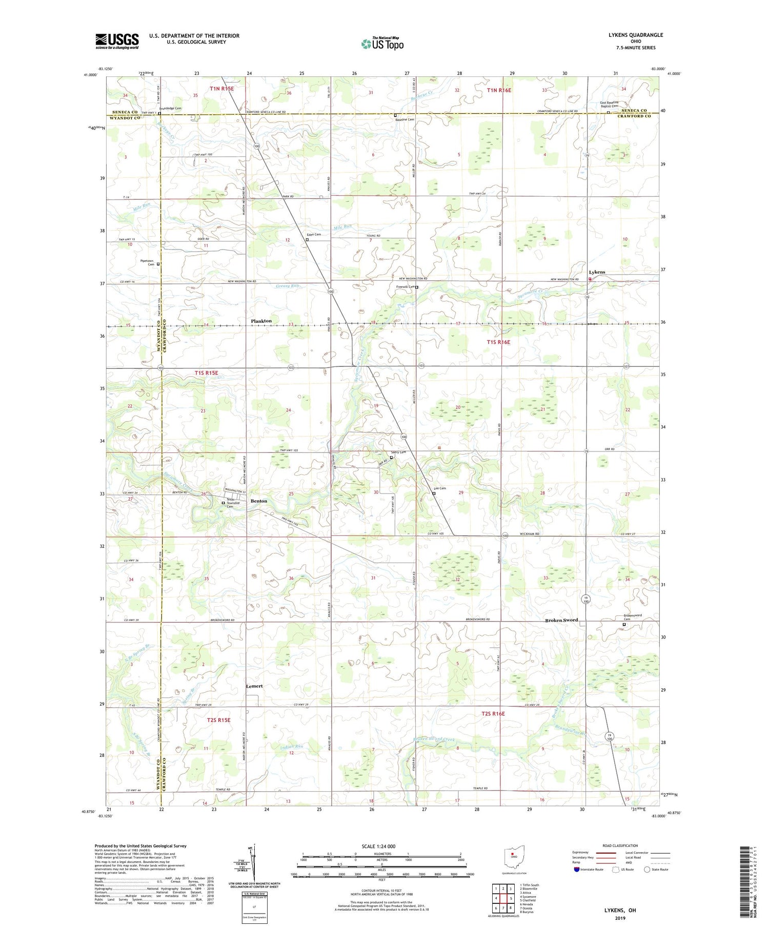 Lykens Ohio US Topo Map Image