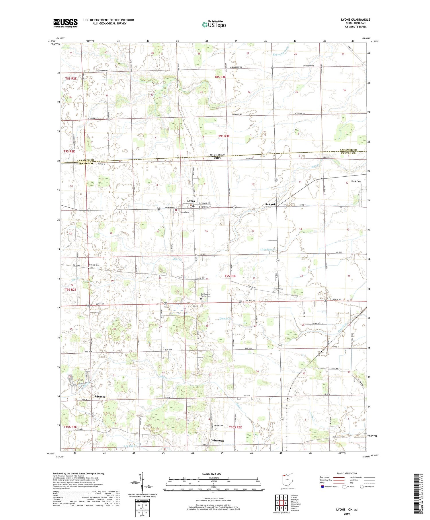 Lyons Ohio US Topo Map Image