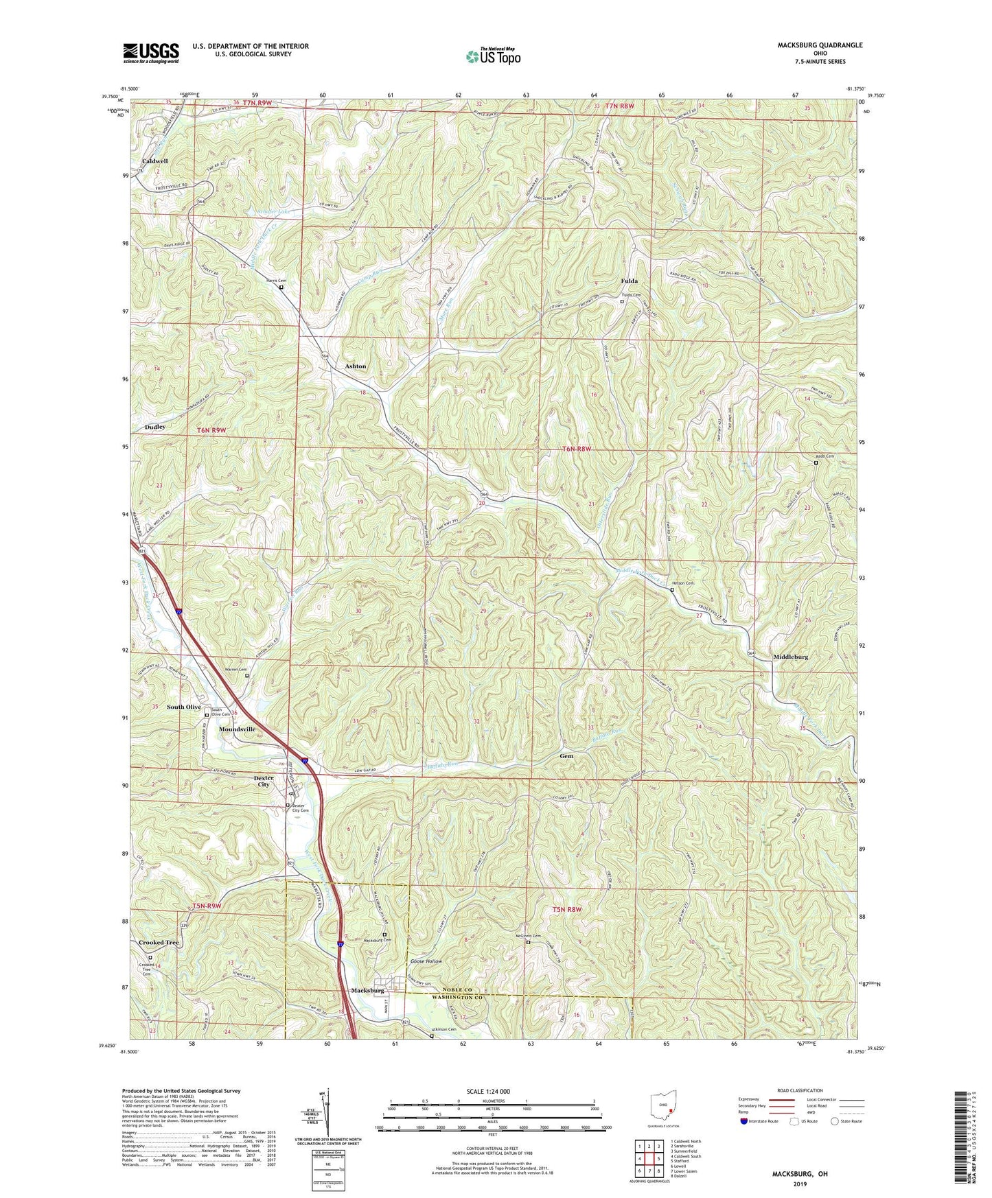 Macksburg Ohio US Topo Map Image
