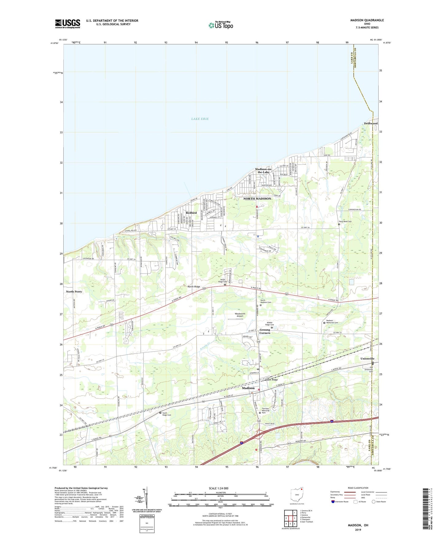 Madison Ohio US Topo Map Image
