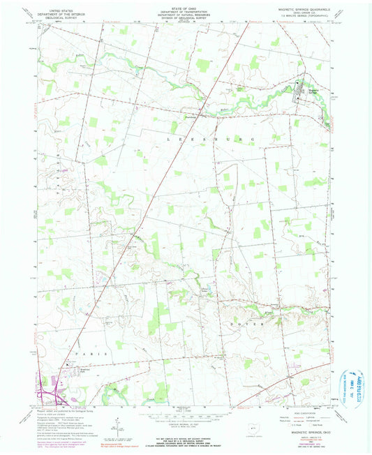 Classic USGS Magnetic Springs Ohio 7.5'x7.5' Topo Map Image