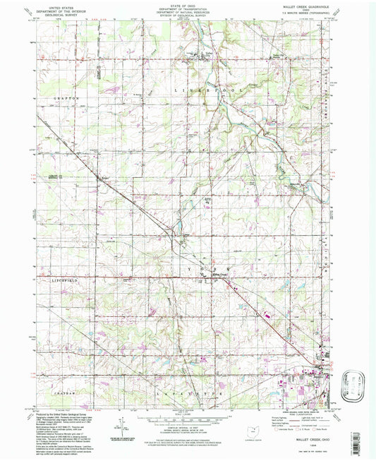 Classic USGS Mallet Creek Ohio 7.5'x7.5' Topo Map Image