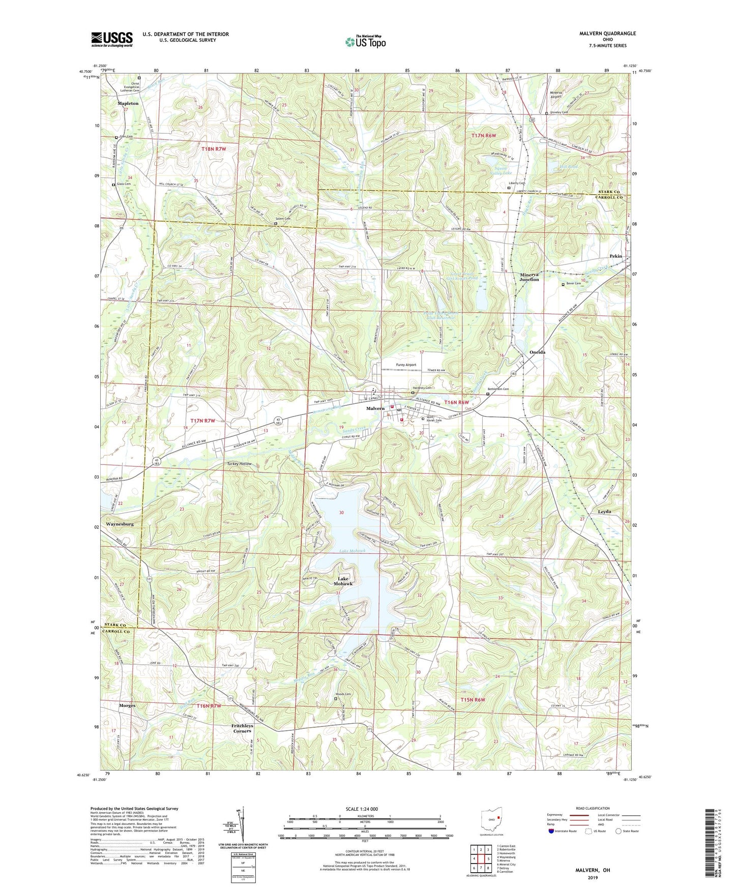 Malvern Ohio US Topo Map Image