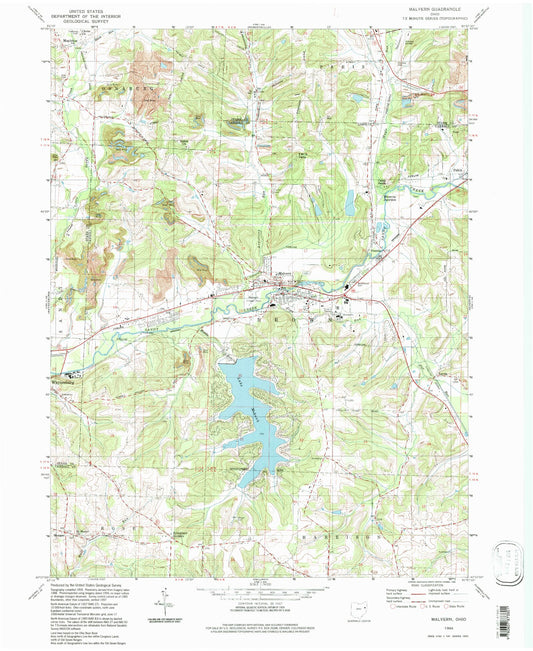 Classic USGS Malvern Ohio 7.5'x7.5' Topo Map Image