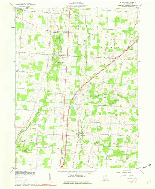 Classic USGS Marengo Ohio 7.5'x7.5' Topo Map Image
