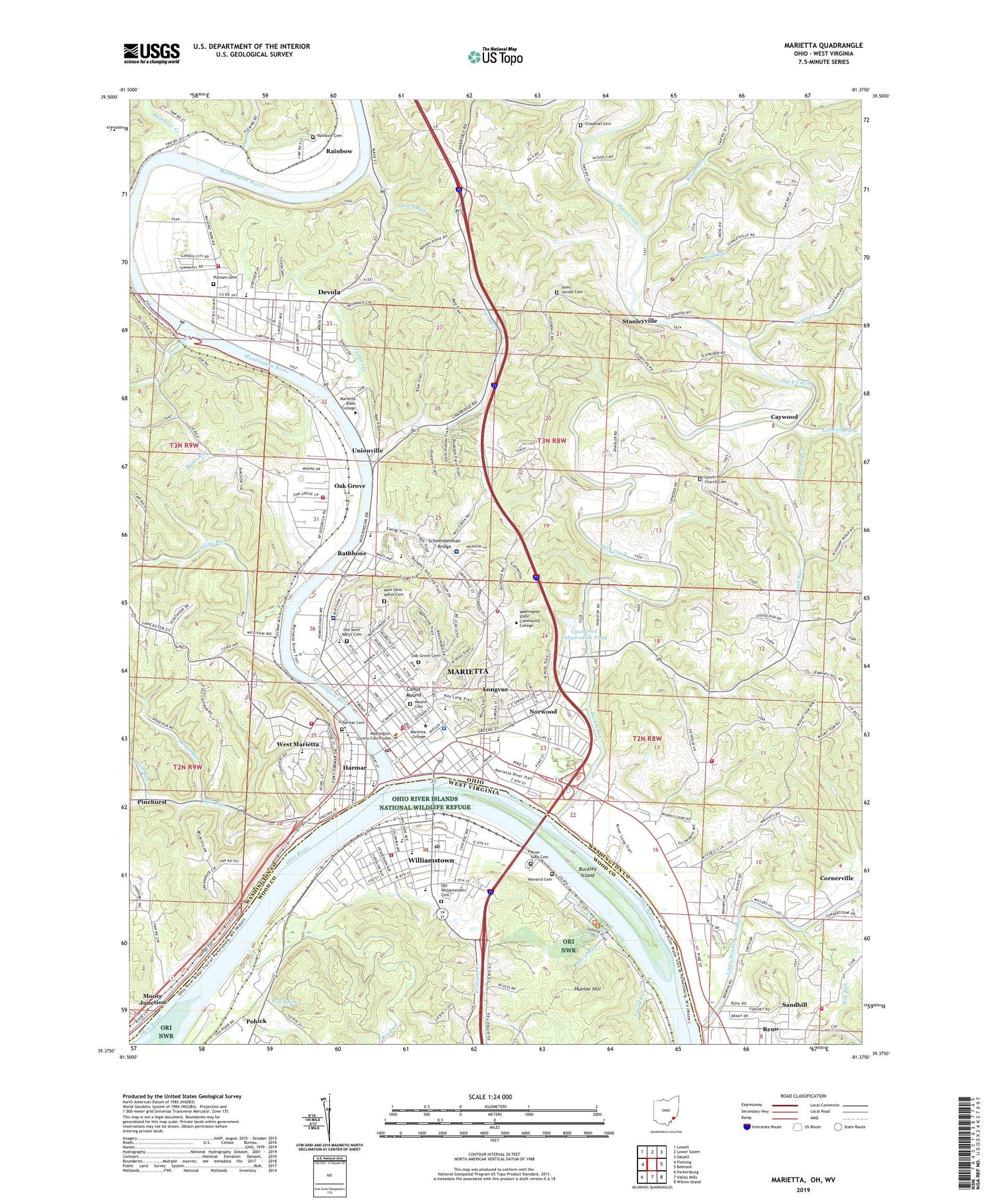 Marietta Ohio US Topo Map Image