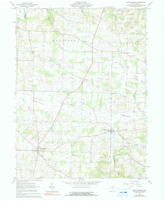 Classic USGS Martinsburg Ohio 7.5'x7.5' Topo Map Image